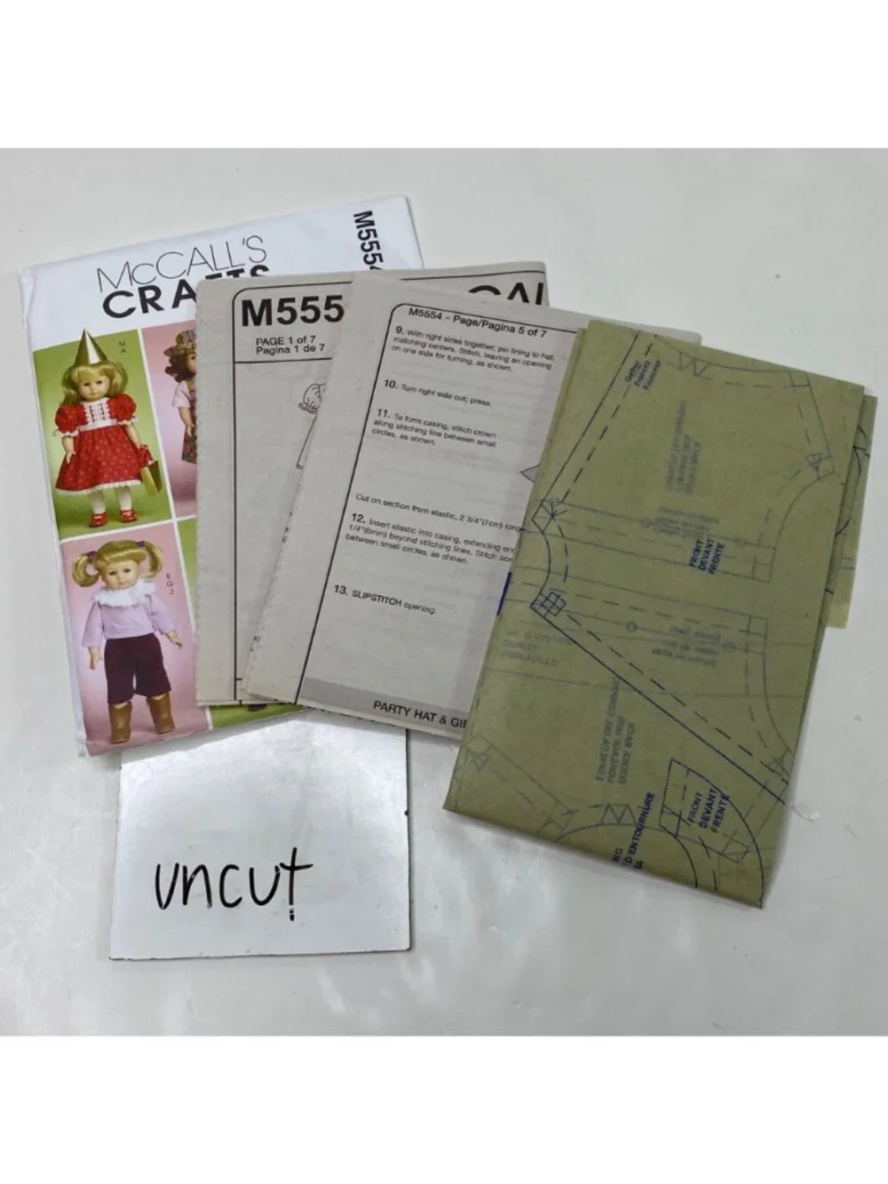 McCalls Crafts 18 Inch Doll Sewing Pattern M5554 Uncut Party & Casual Attire